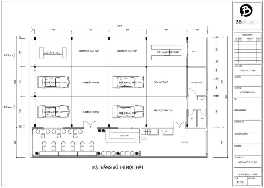 Phân tích công năng và quy mô khai thác khi thiết kế xưởng gara ô tô
