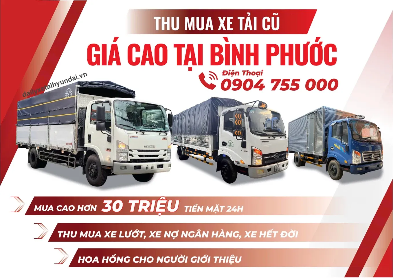 Thu mua xe tải cũ tại Bình Phước với giá cao, thanh toán nhanh