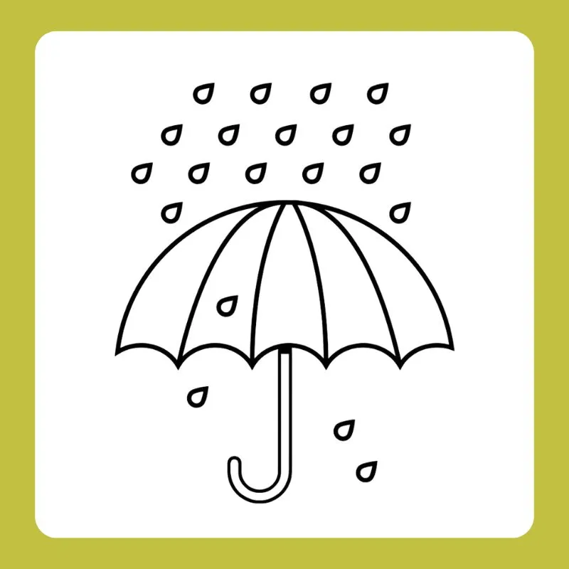 Tranh tô màu chiếc ô đang mở rộng, giúp bé luyện kỹ năng tô mảng lớn