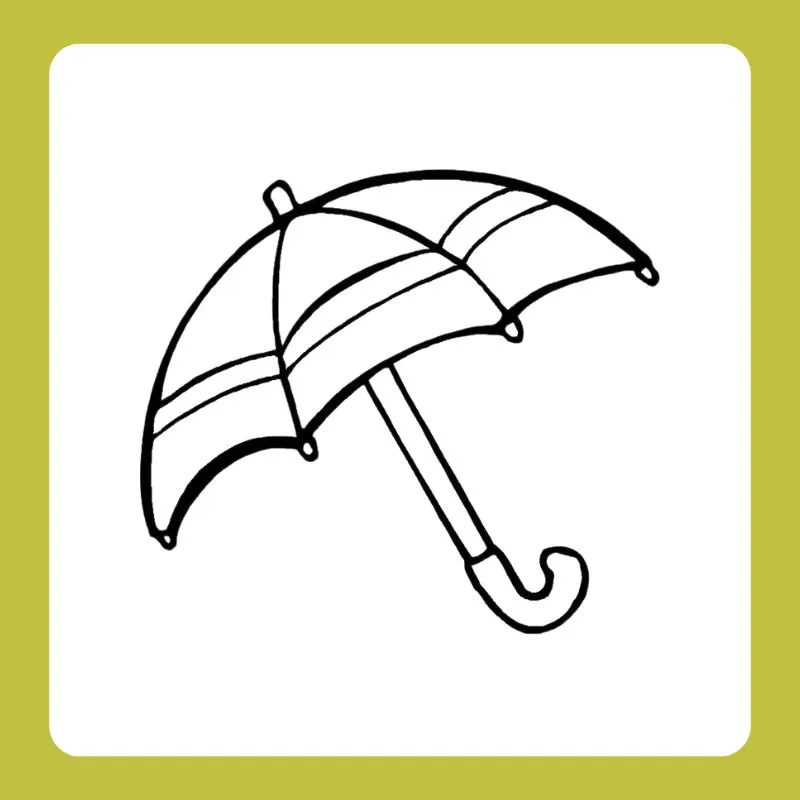 Tranh tô màu cái ô hình cây nấm đơn giản, không có nền