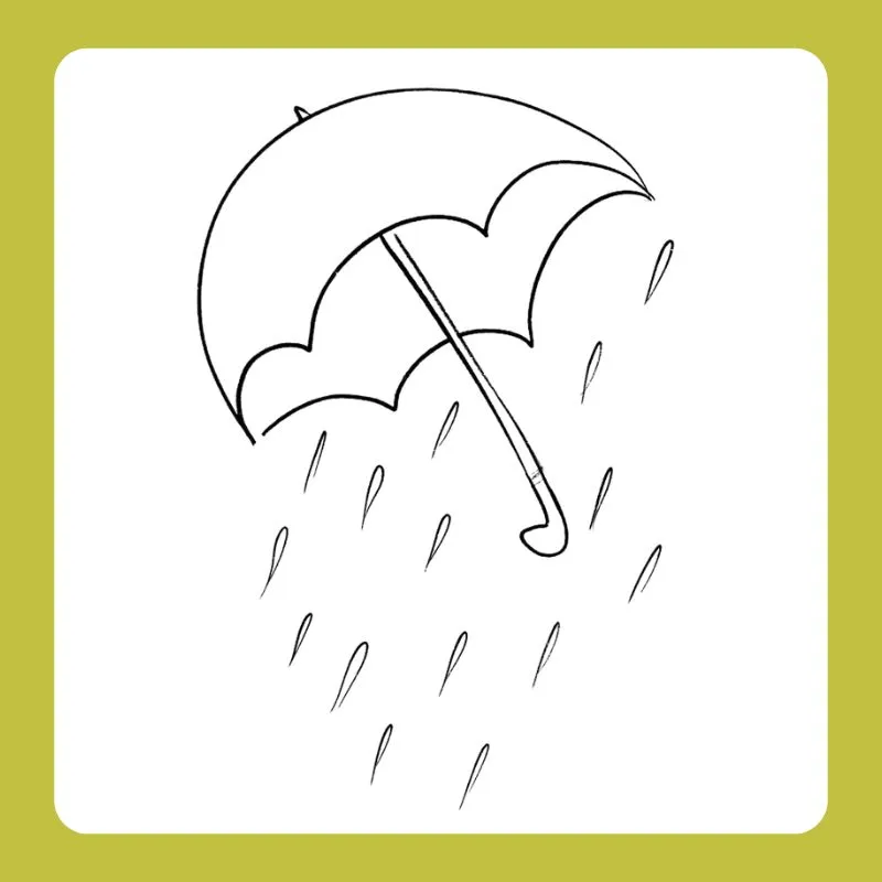 Tranh tô màu cái ô cùng với giày ủng đi mưa, tạo nên một bộ sưu tập