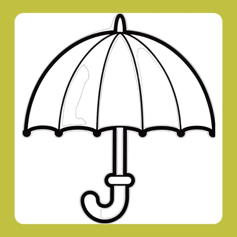 Tranh tô màu chiếc ô được trang trí thêm các hình ảnh đáng yêu