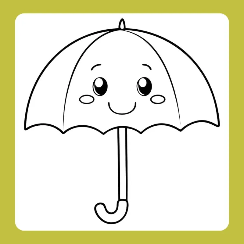 Bé gái với chiếc ô xinh xắn, mẫu tranh tô màu cái ô dễ thương