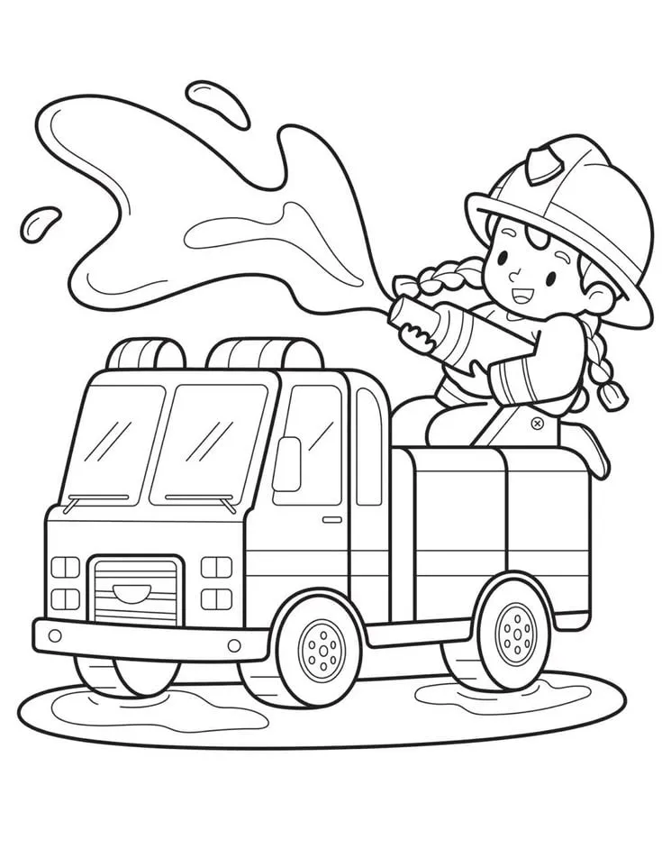 Tranh tô màu xe ô tô cứu hộ, cứu hoả 1