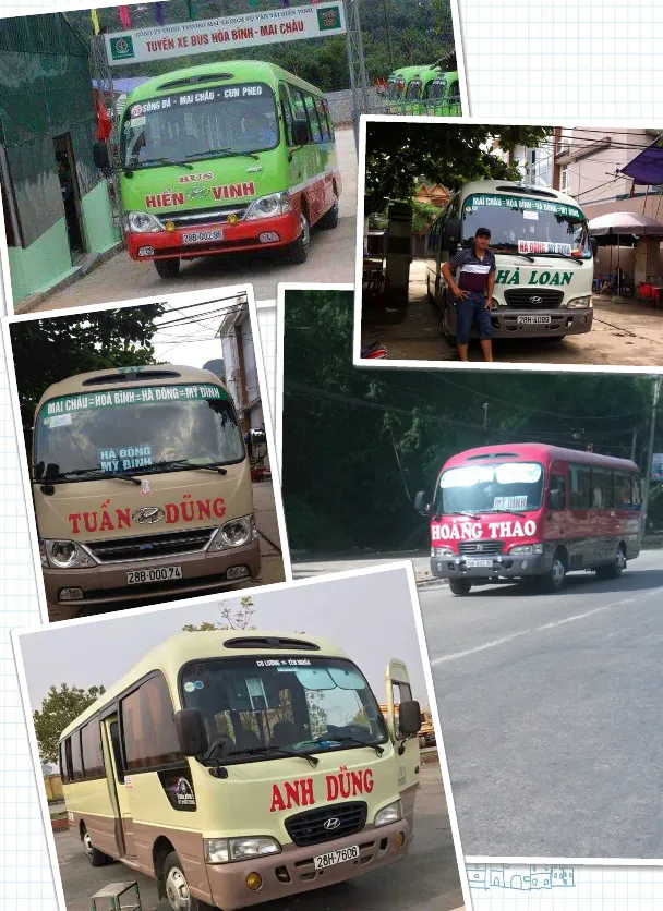 Sơ đồ các nhà xe khách tuyến Hà Nội - Mai Châu với giờ xuất bến