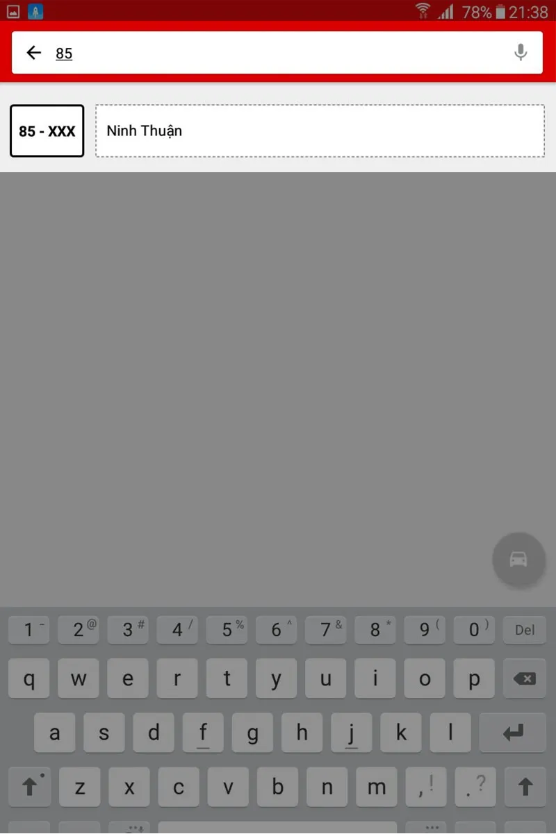 Mở ứng dụng di động và chọn phương tiện để tra cứu