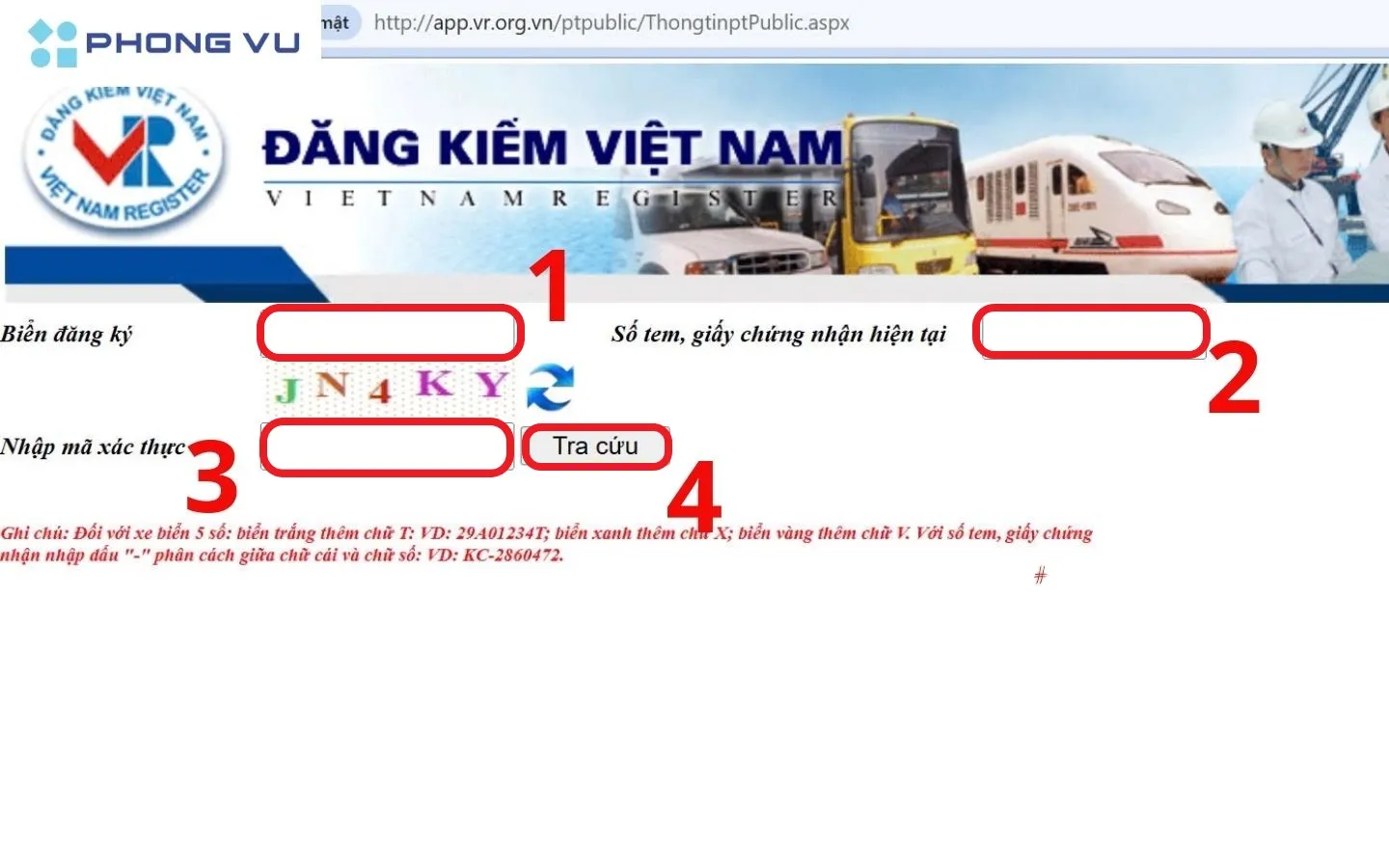 Hướng dẫn tra cứu biển số xe ô tô trên trang Đăng kiểm Việt Nam