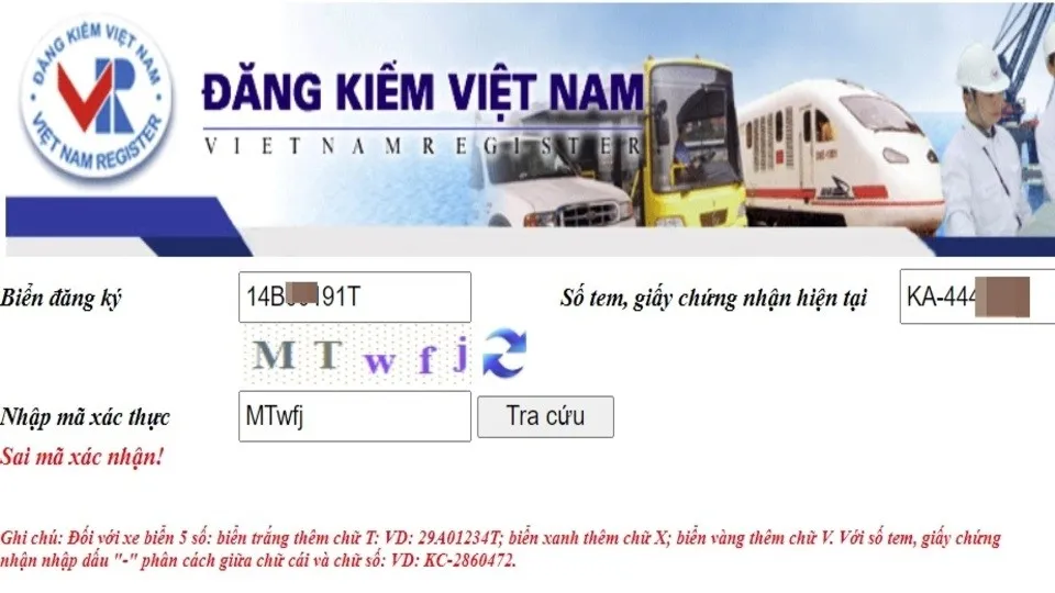 Tra cứu đăng kiểm xe ô tô theo biển số 69 trực tuyến trên website Cục Đăng kiểm
