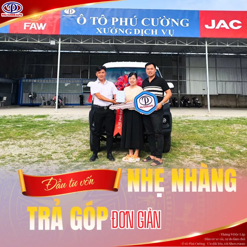 dịch vụ hỗ trợ mua xe tải trả góp với vốn ban đầu thấp tại Ô tô Phú Cường