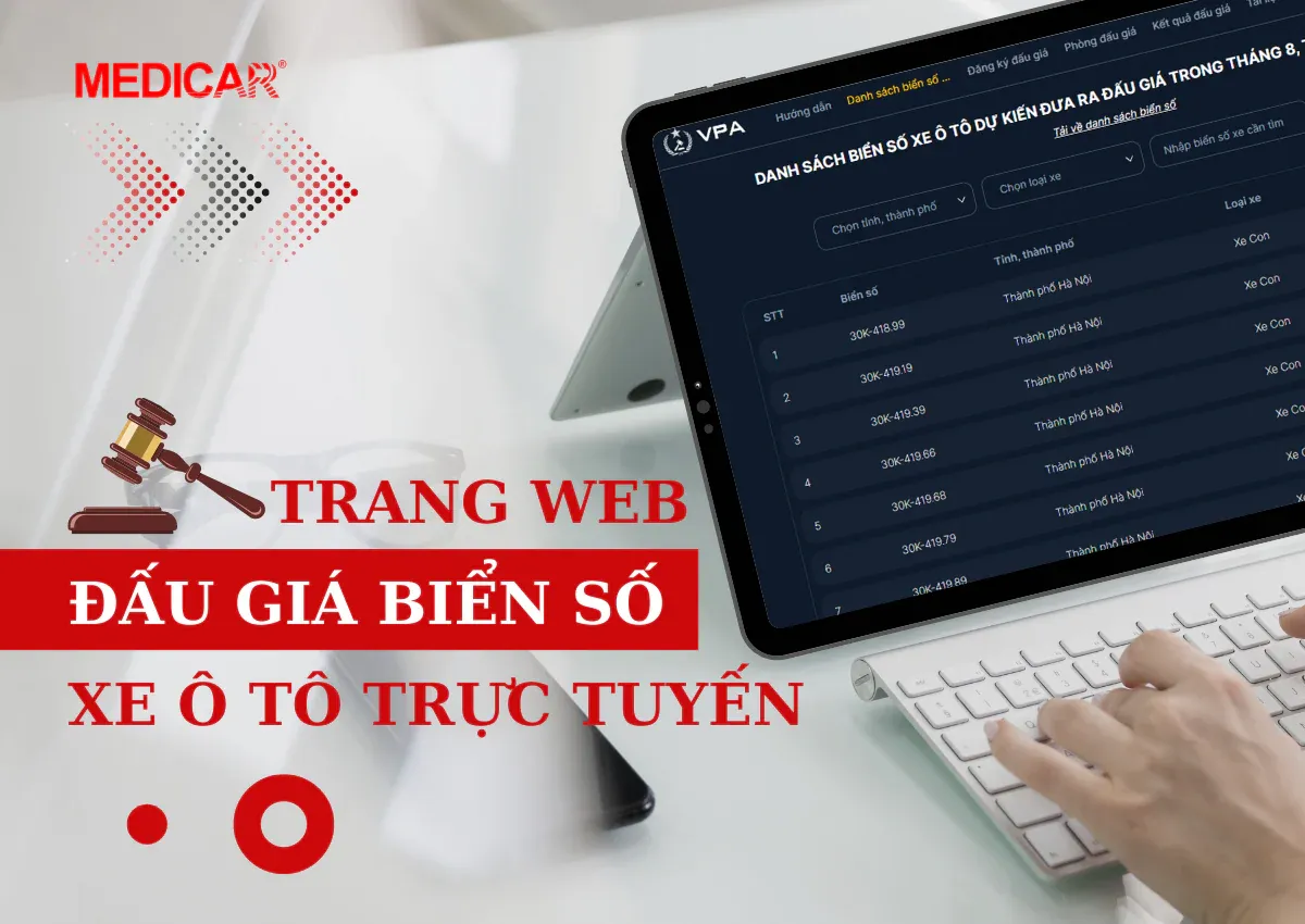 Giao diện chính thức của trang web đấu giá biển số xe ô tô trực tuyến
