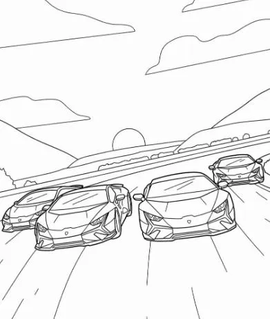 Tô màu 4 chiếc Ô tô Lamborghini