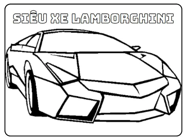 Tranh tô màu ô tô lamborghini đơn giản