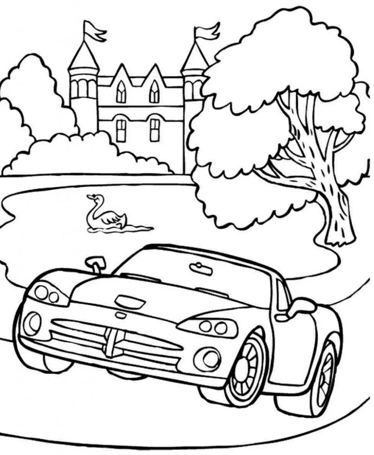 Tranh tô màu ô tô dễ thương số 7