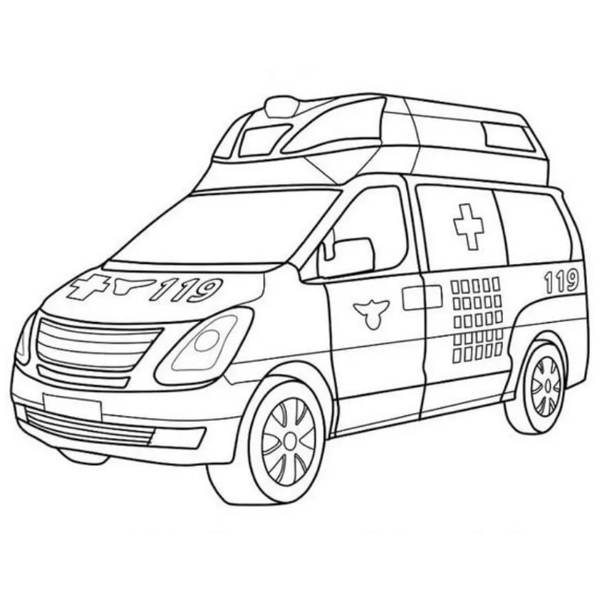 Tranh tô màu xe cứu thương đưa bệnh nhân đi cấp cứu - 2