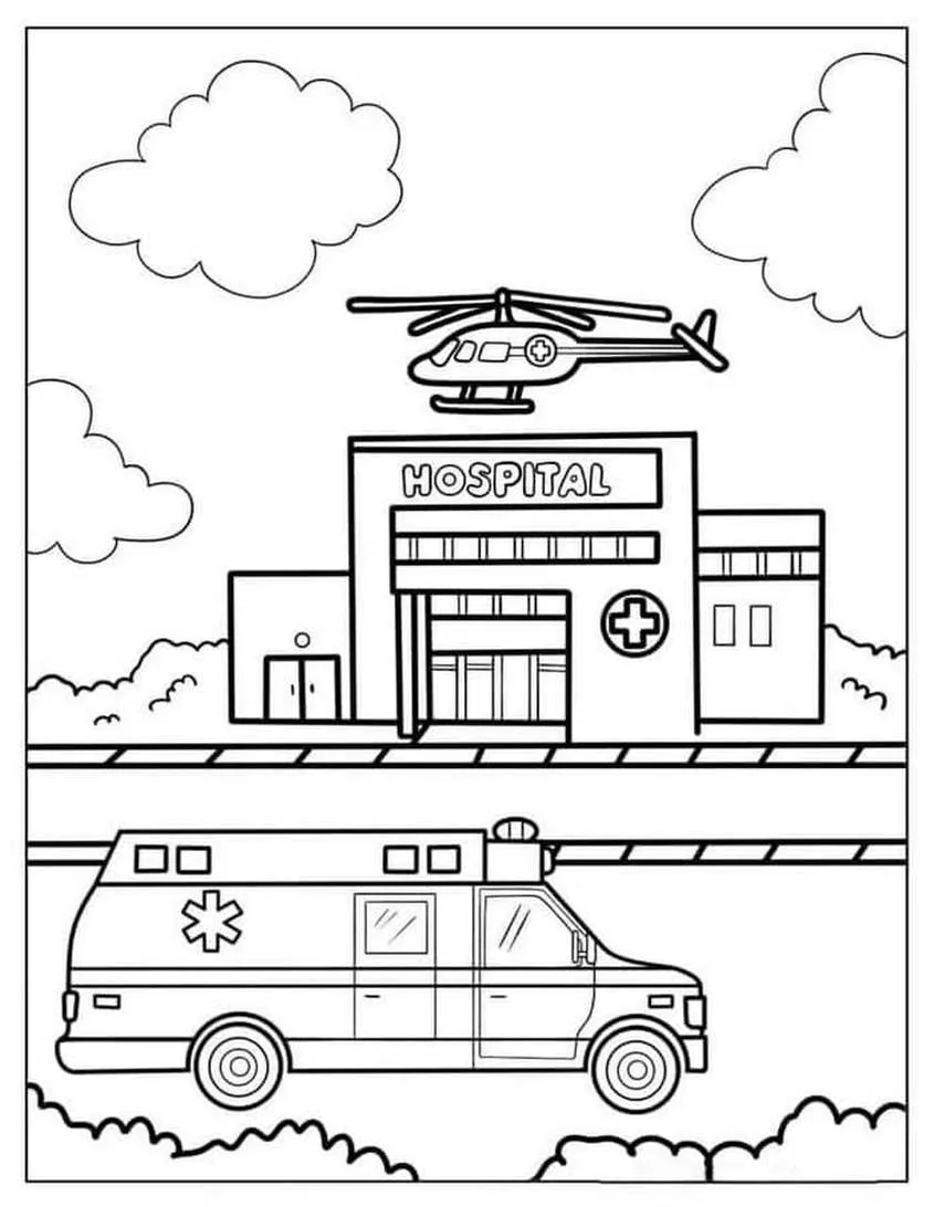 Tranh tô màu xe cứu thương đang làm nhiệm vụ - 2