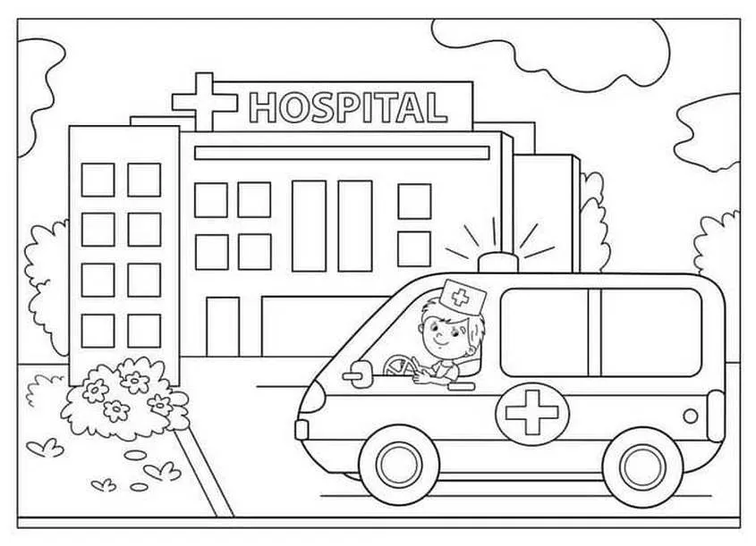 Tranh tô màu xe cứu thương đang làm nhiệm vụ - 5