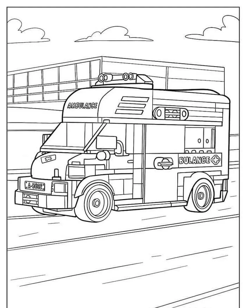 Tranh tô màu xe cứu thương đưa bệnh nhân đi cấp cứu - 12