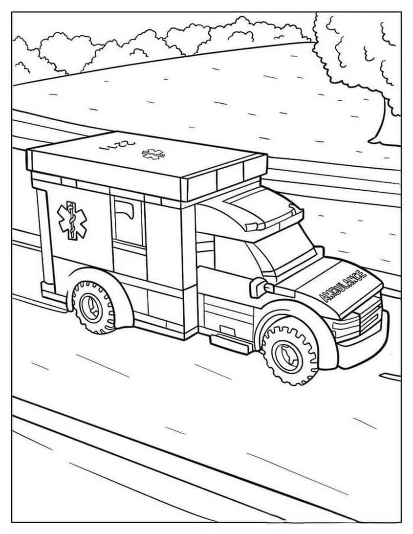 Tranh tô màu xe cứu thương đang làm nhiệm vụ - 12