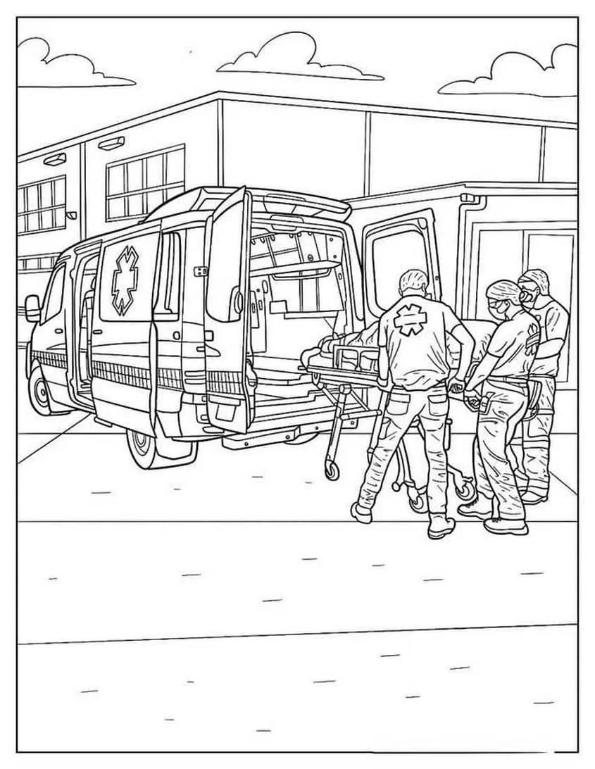 Tranh tô màu xe cứu thương đưa bệnh nhân đi cấp cứu - 16