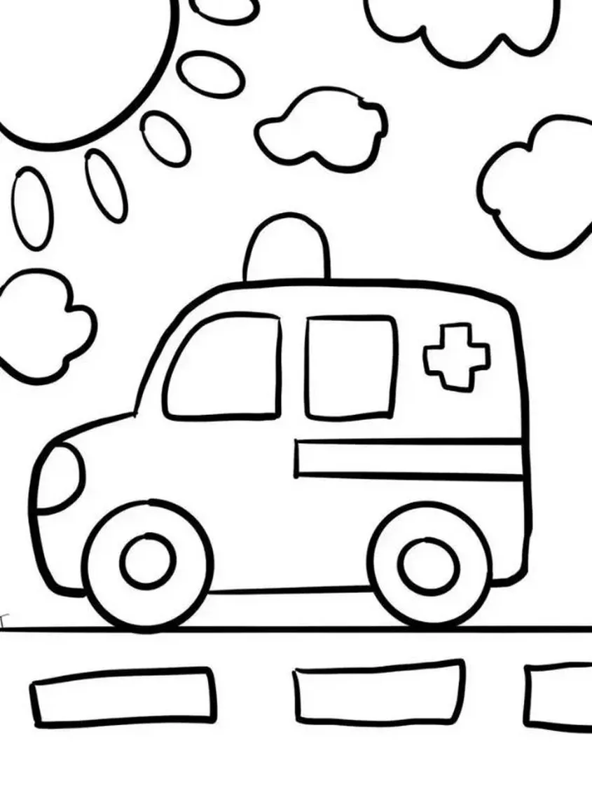 Tranh tô màu xe cứu thương - 12