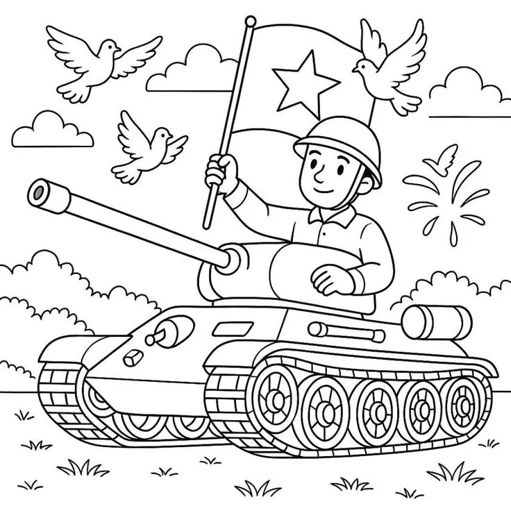 Tranh tô màu xe tải mẫu 6 - Xe tải thùng mui bạt