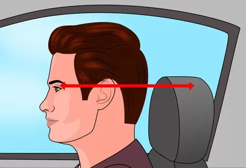 Tựa đầu ghế lái xe ô tô được điều chỉnh đúng cách, mép trên ngang với đỉnh đầu tài xế