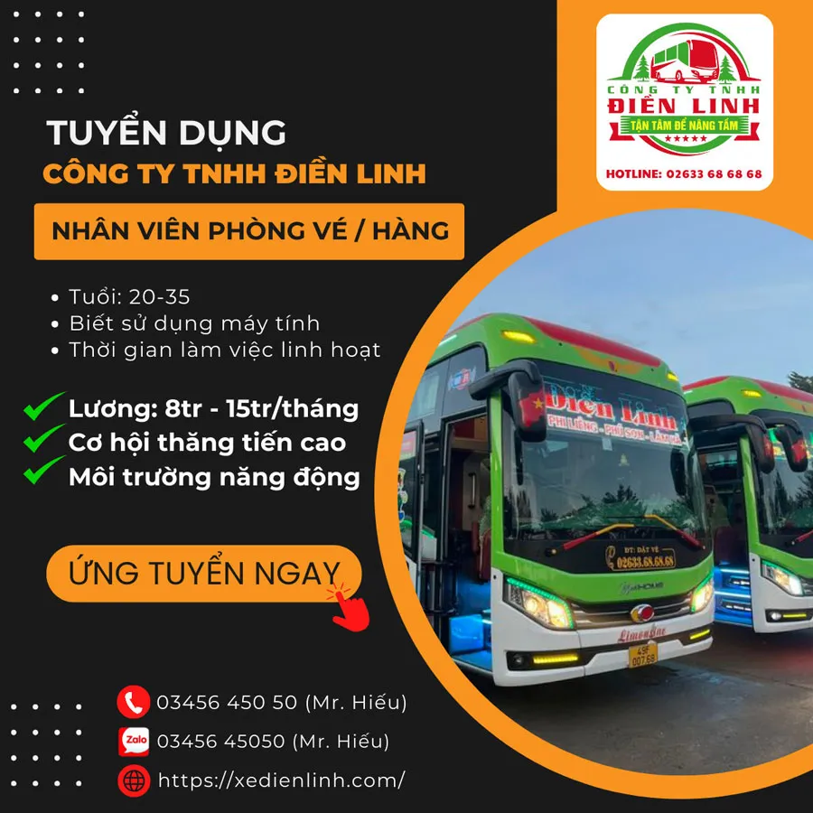 Tuyển dụng nhân viên phòng vé Điện Linh