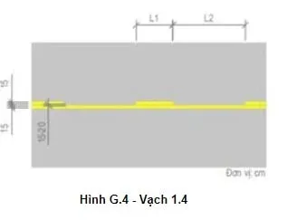 Vạch 1.4 là vạch đôi gồm một nét liền và một nét đứt màu vàng