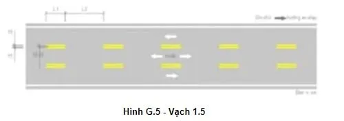 Vạch 1.5 là vạch màu vàng xác định ranh giới làn đường có thể thay đổi