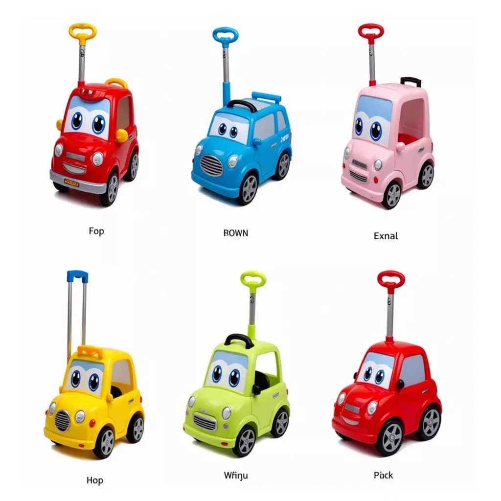 Bộ sưu tập vali kéo hình ô tô đa dạng màu sắc và kiểu dáng