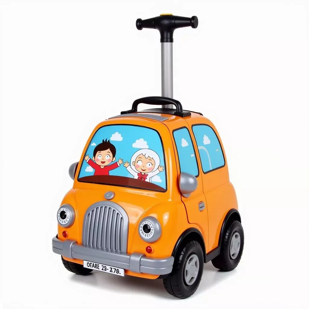 Vali kéo trẻ em hình ô tô siêu đáng yêu màu đỏ