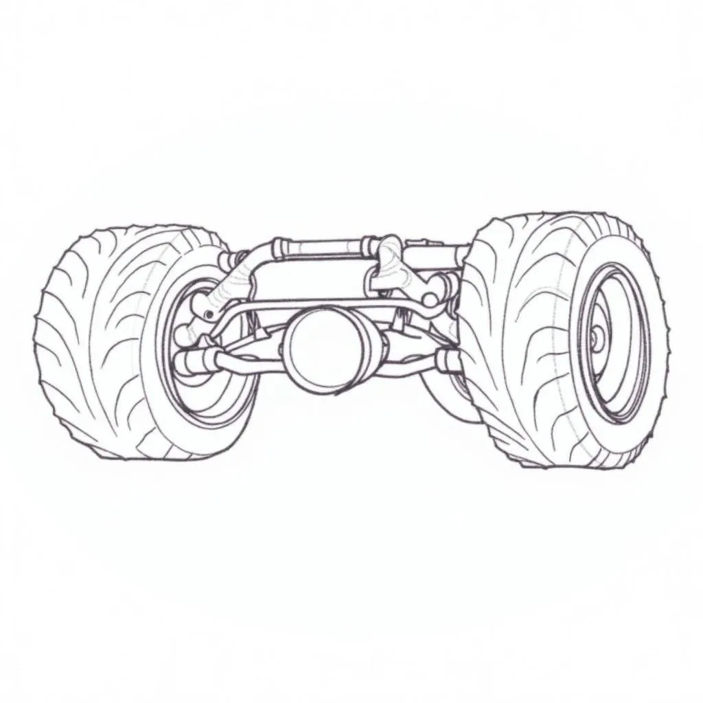 Minh họa cách vẽ bánh xe, hệ thống treo và chi tiết gai lốp của xe ô tô tải