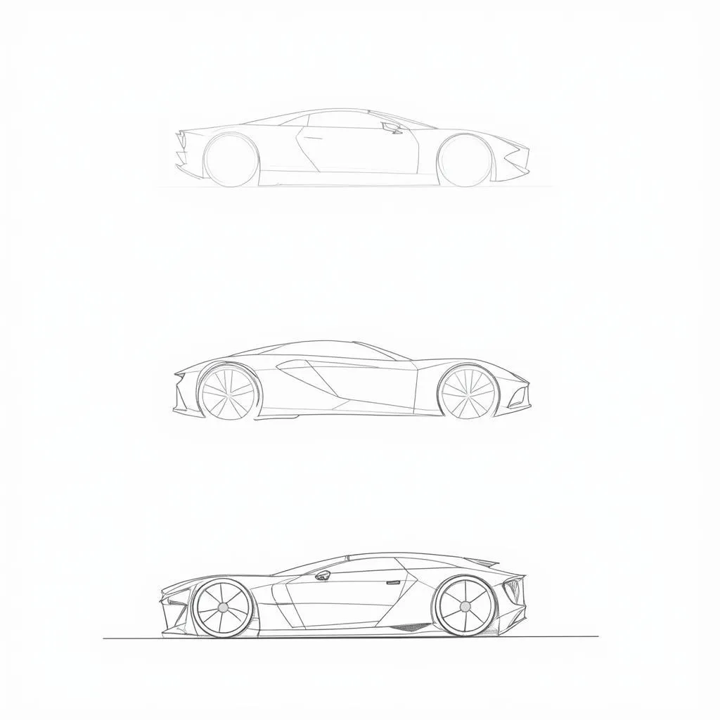 Phác thảo khung xe ô tô bằng các hình khối cơ bản trong hướng dẫn cách vẽ xe ô tô đẹp nhất