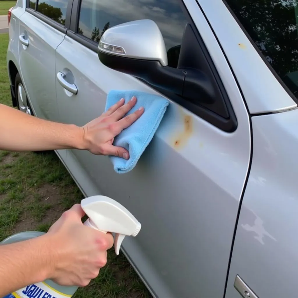 Quy trình vệ sinh và lau chùi bề mặt sơn xe ô tô sau khi bóc đề can bằng dung dịch chuyên dụng