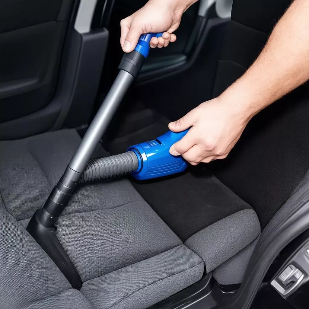 Hút bụi sạch bụi bẩn trên ghế nỉ ô tô