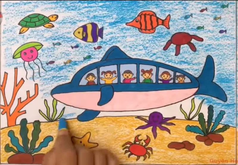 Bước 4: Tô màu và hoàn thiện tổng thể bức tranh, chú trọng vào ánh sáng và độ tương phản