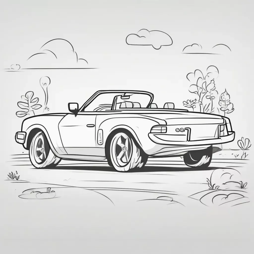 Một mẫu xe mui trần đơn giản, phù hợp cho người mới học cách vẽ xe ô tô mui trần