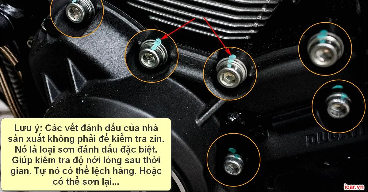 Vệt sơn đánh dấu của nhà sản xuất trên ốc vít xe hơi