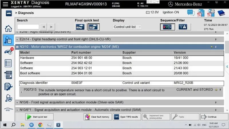 Phần mềm XENTRY/DAS chuyên dụng cho việc chẩn đoán các dòng xe Mercedes-Benz
