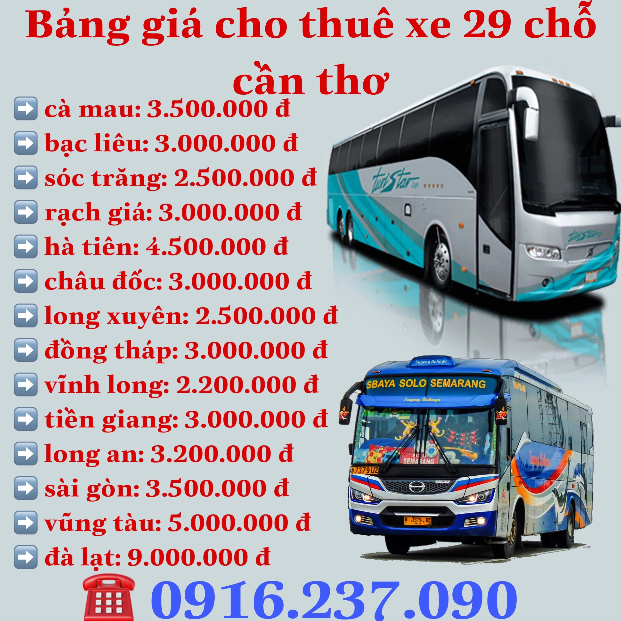 Dàn xe du lịch 30 chỗ của Công ty Bách Việt Cần Thơ sẵn sàng phục vụ