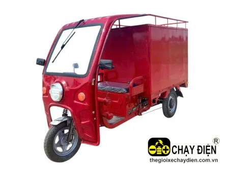 Xe điện 3 bánh chở hàng thùng kín bảo vệ hàng hóa