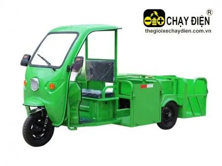 Xe 3 bánh điện thu gom rác 4 thùng