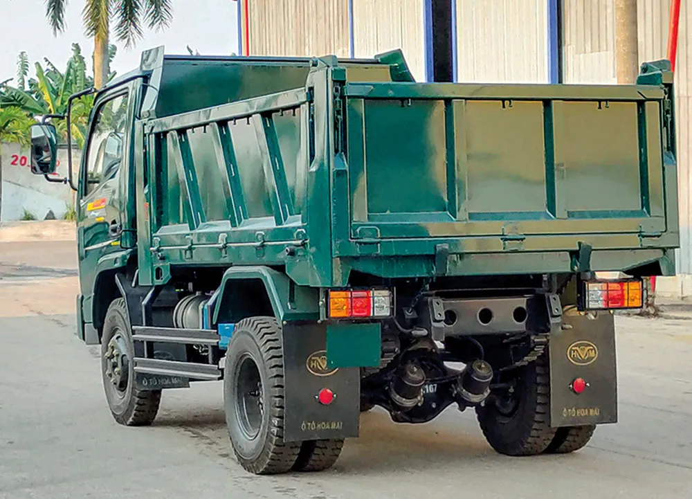 Thùng ben và cơ cấu ben chữ A của xe ben Hoa Mai 2 cầu 4.95 tấn