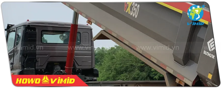 Tháp ben thủy lực SUNHUNK HCTM-4JT-F162X5390Z trên xe xe ben howo vimid