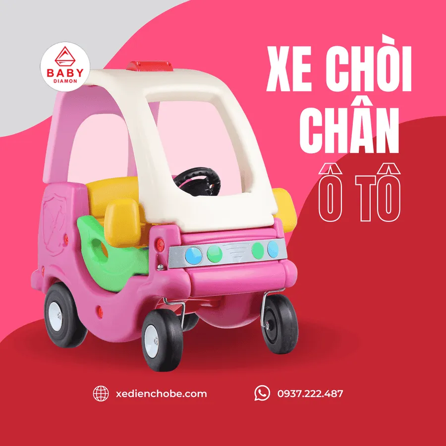 Xe ô tô chòi chân cho bé giá rẻ hình dáng đáng yêu giúp bé vận động