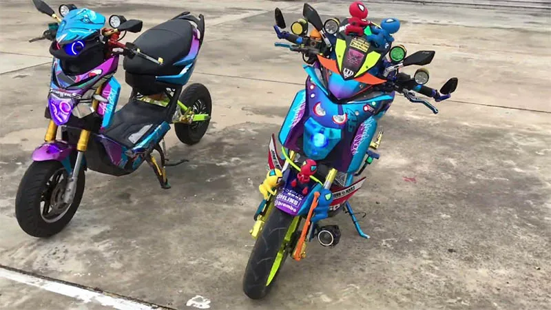 Ảnh xe điện xmen độ với dàn chân cực kỳ hầm hố