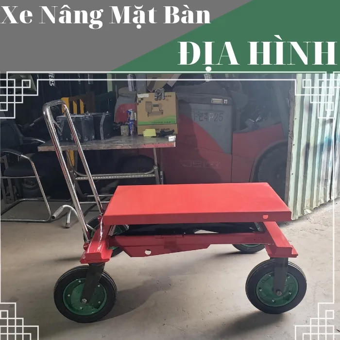 Xe nâng mặt bàn điện phiên bản địa hình bánh cao su