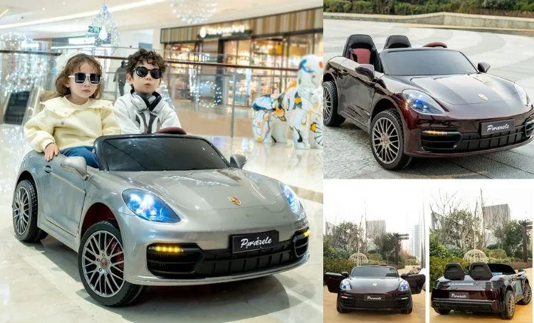 Xe ô tô điện trẻ em 2 chỗ ngồi AT1719-1 ghế da, bánh cao su