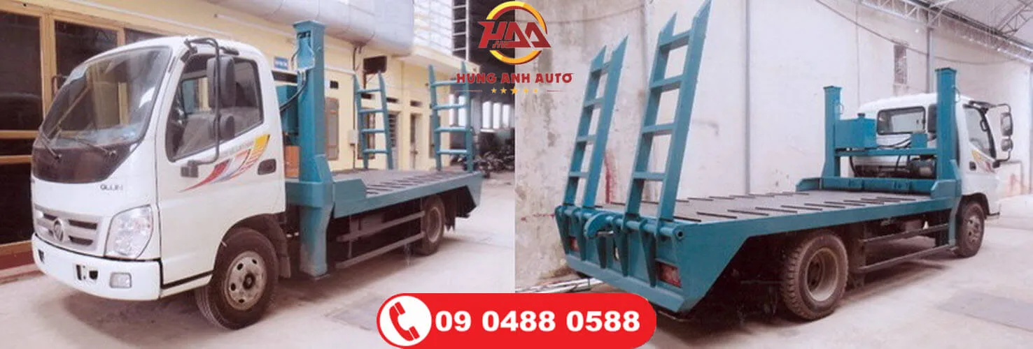 Xe tải Phooc nâng đầu chở máy công trình FOTON THACO OLLIN 500