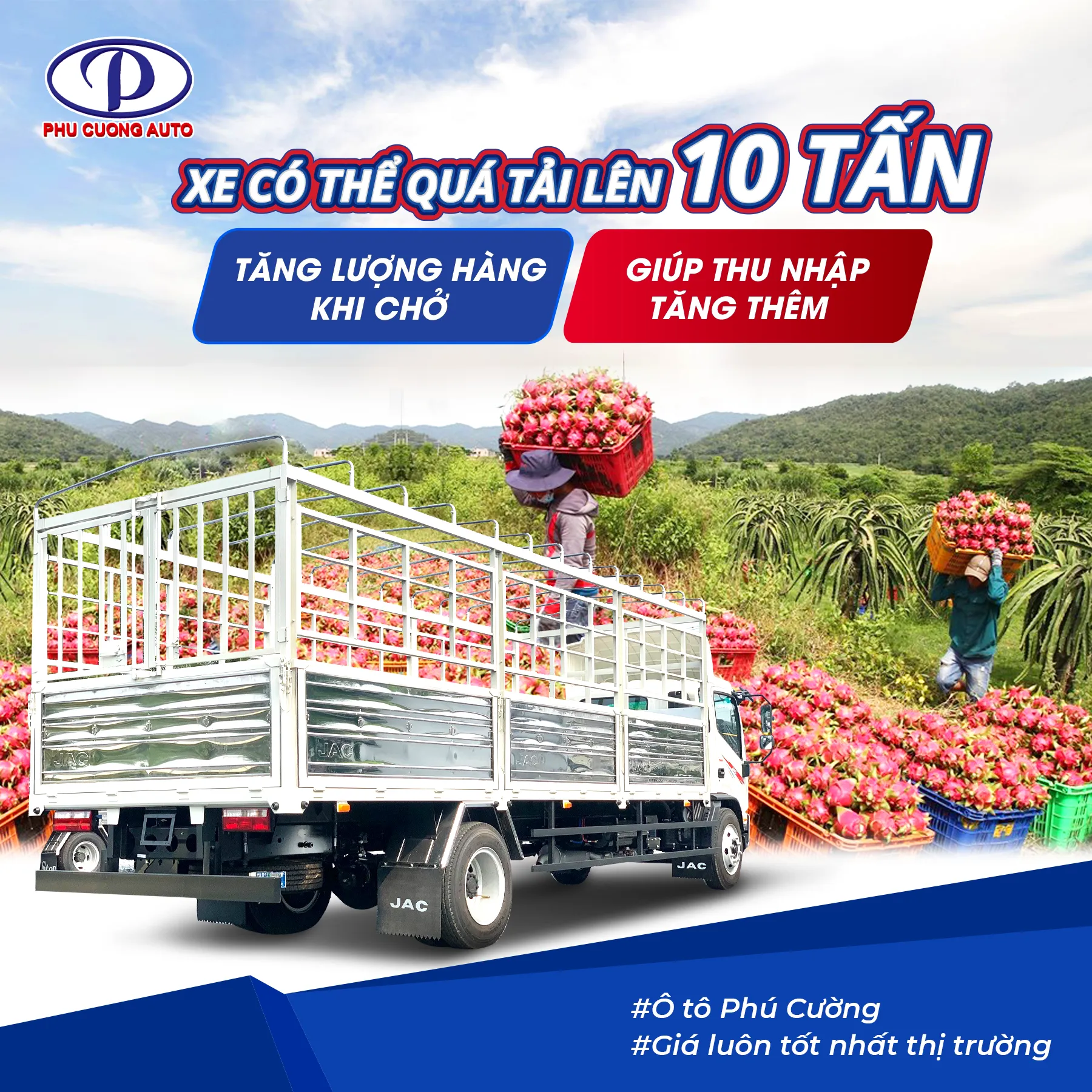 Xe tải JAC N900S có thể quá tải 10 tấn